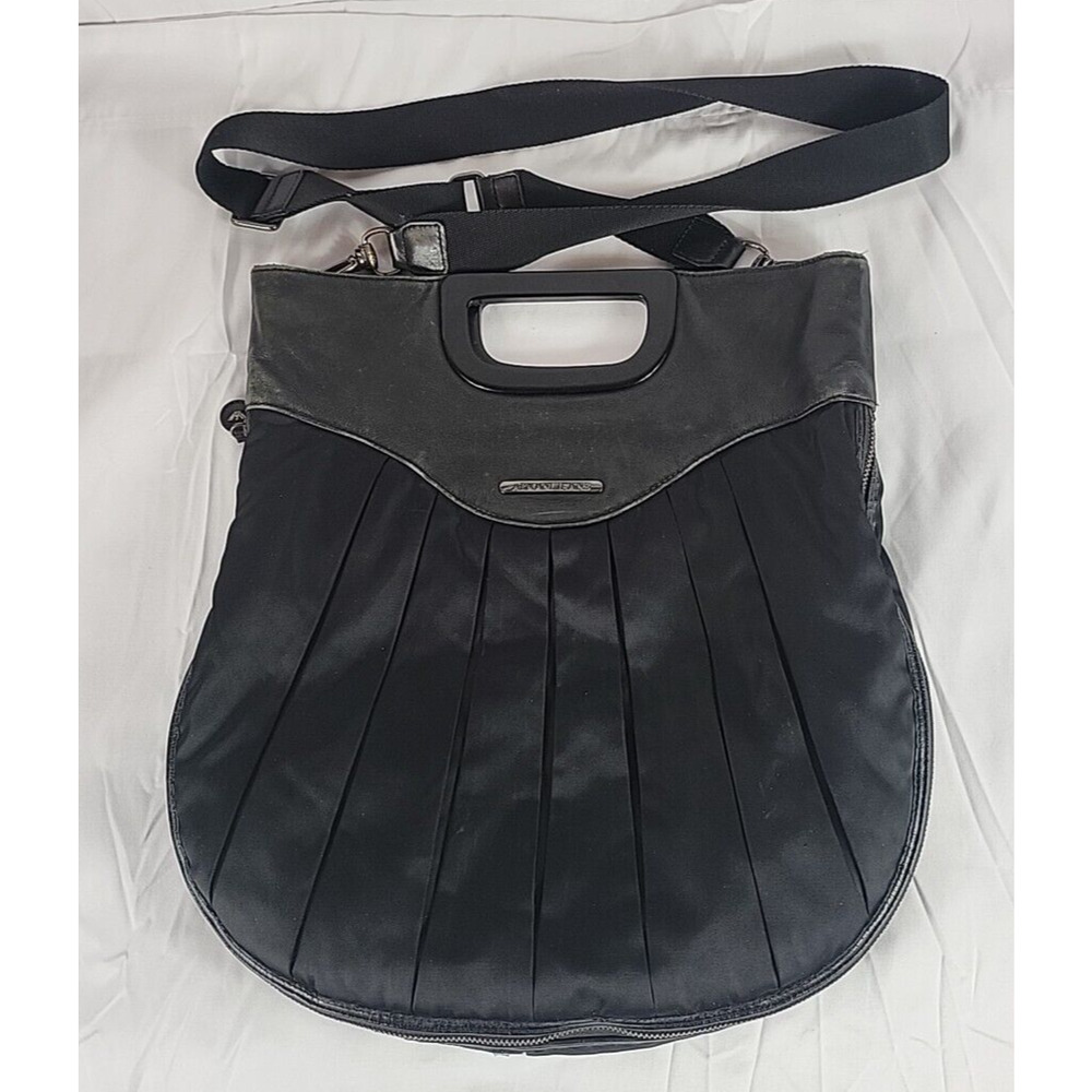 Armani Jeans Black Satin Purse Crossbody Handbag Leather accent acrylic handles